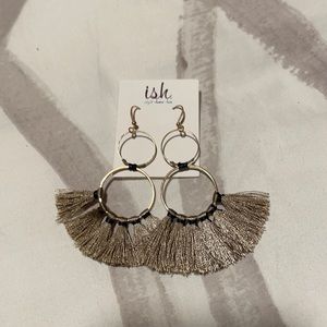 Double loop tassel earrings